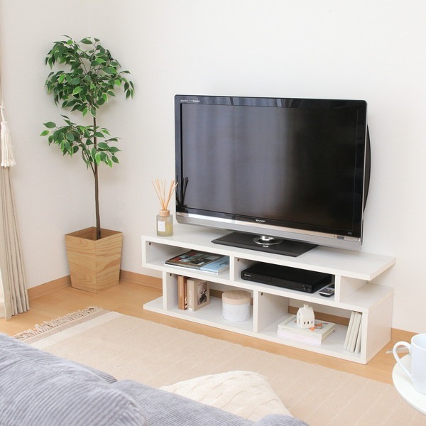 不二貿易 S字型TV台 120幅 オークWH 商品コード51491 【代引・日時指定・キャンセル不可・北海道沖縄離島配送不可】 -お取リ寄せ-
