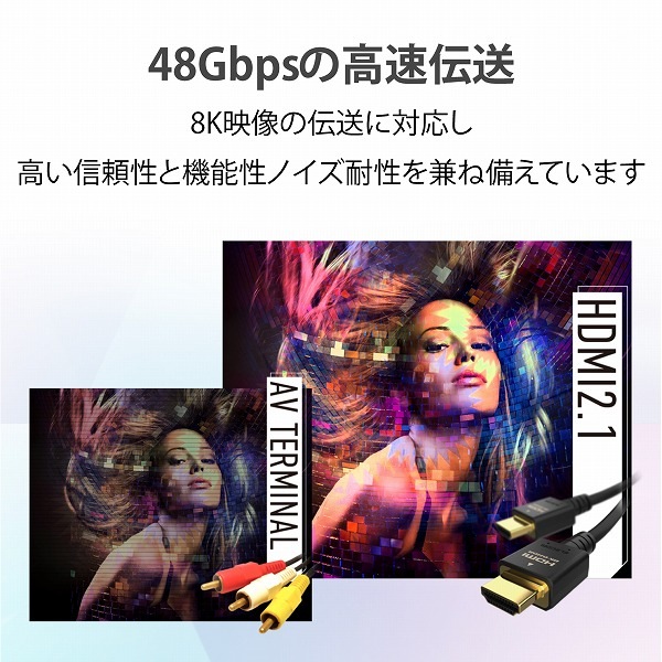 ELECOM ���쥳�� DH-HD21ES20BK HDMI�����̎ގ� HDMI2.1 ���َĎ׎ʎ����ˎߎ��Ď� ���؎� 2.0m �̎ގ׎��� �ڥ���󥻥��Բġ��̳�ƻ����Υ�������Բġ�