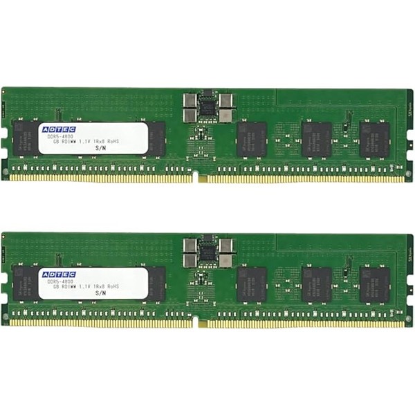 ADTEC DDR5-4800 RDIMM 80bit 32GB(1Rx4)��2���� ADS4800D-R32GSATW ECC Registered PC5-38400 ���ߥ��� �������� ������ơ�������� 6ǯ�ݾ� ���ɥƥå���Ǽ���׳�ǧ������󥻥��Բġ��̳�ƻ����Υ�������Բġ� -������- 