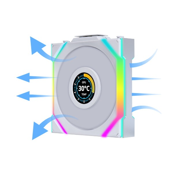 LIAN LI �磻��쥹 ARGB�ե��� UF-RS-SL120-LCD-WLS-3W LCD��� �ղ�ž �ȥ�ץ�ѥå� 120mm �ۥ磻�� �ڥ���󥻥��Բġ��̳�ƻ����Υ�������Բġ�