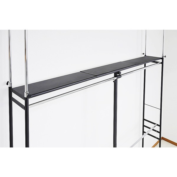 ツッパリクローゼットハンガーラック(奥行30cmハイタイプ) ワイド SK-80H W(BK) ブラック 黒 壁面収納 つっぱり棒 -お取り寄せ品-【代引・日時指定・北海道沖縄離島配送不可】 エスエイ企画 0176-4562441971883-ds