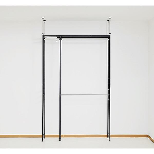ツッパリクローゼットハンガーラック(奥行30cmハイタイプ) ワイド SK-80H W(BK) ブラック 黒 壁面収納 つっぱり棒 -お取り寄せ品-【代引・日時指定・北海道沖縄離島配送不可】 エスエイ企画 0176-4562441971883-ds