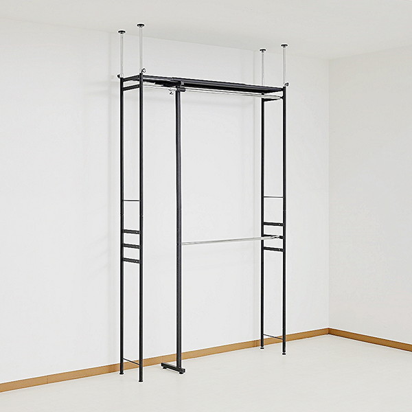 ツッパリクローゼットハンガーラック(奥行30cmハイタイプ) ワイド SK-80H W(BK) ブラック 黒 壁面収納 つっぱり棒 -お取り寄せ品-【代引・日時指定・北海道沖縄離島配送不可】 エスエイ企画 0176-4562441971883-ds