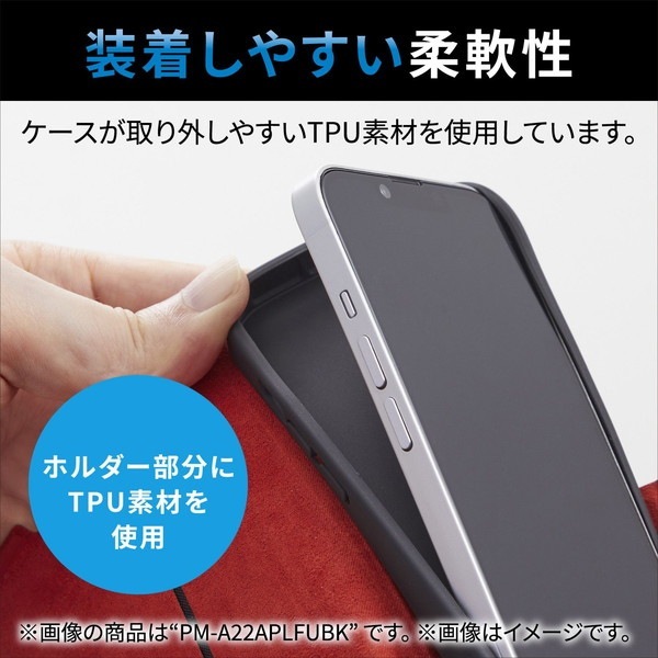 ELECOM ���쥳�� PM-A22BPLFUBK iPhone 14 Plus ������ ���С� �쥶�� ��Ģ�� �ޥ��ͥå� �ե�å� �Ѿ׷� �׷�ۼ� ���� ���� ������ɵ�ǽ�� UltraSlim �֥�å��ڥ���󥻥��Բġ��̳�ƻ����Υ�������Բġ�