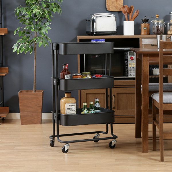 キッチンワゴン Amazon.co.jp: LOWYA ロウヤ キッチンワゴン スチール ストッパー付