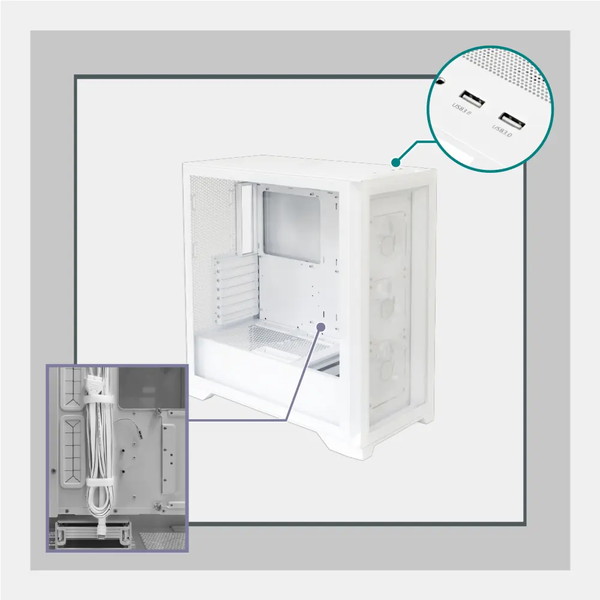 OWLTECH ������ƥå� ATX�ߥɥ륿�PC������ �ġ���쥹�߷� ARGB LED�ե����3 USB3.0 Type-C�ݡ��ȡ�1 ɸ����� OWL-PC4502-WH �ڥ���󥻥��Բġ��̳�ƻ����Υ�������Բġ� -������-