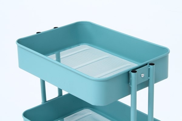 不二貿易 キッチンワゴン バスケット3段 ターコイズブルー LX-0306-3 商品コード14268【代引・日時指定・キャンセル不可・北海道沖縄離島配送不可】 -お取リ寄せ-