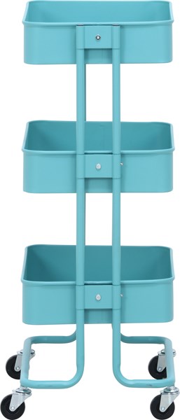 不二貿易 キッチンワゴン バスケット3段 ターコイズブルー LX-0306-3 商品コード14268【代引・日時指定・キャンセル不可・北海道沖縄離島配送不可】 -お取リ寄せ-