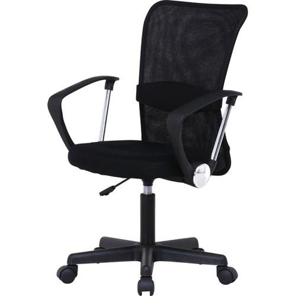 不二貿易 メッシュバックチェアー ハンター 肘付 BK H-298FA BK 商品コード90870【代引・日時指定・キャンセル不可・北海道沖縄離島配送不可】 -お取リ寄せ-