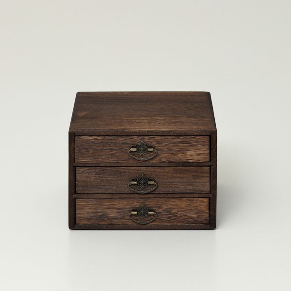 クロシオ 焼桐 小引出し3段 64851 【代引・日時指定・キャンセル不可・北海道沖縄離島配送不可】 -お取り寄せ-