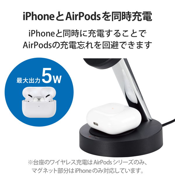 ELECOM ���쥳�� W-MS03BK �磻��쥹���Ŵ� 7.5W+5W �ޥ��ͥåȼ� ������ɥ����� Ʊ������ ���֤�/���֤�ξ�б� ���ߤ�ѥå� �����֥����(1.5m) �֥�å��ڥ���󥻥��Բġ��̳�ƻ����Υ�������Բġ�