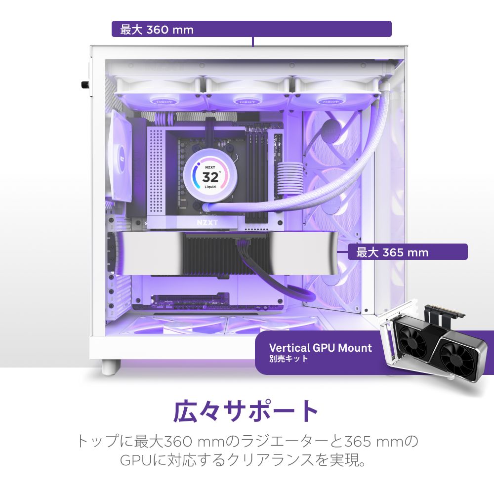 4943508303913 NZXT H6 FLOW ミドルタワーPCケース CC-H61FW-R1