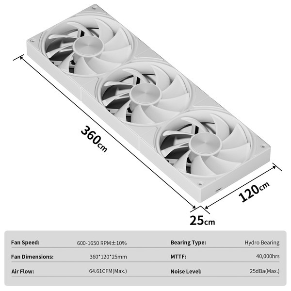 upHere 3連ケースファン U3T3 白 【キャンセル不可・北海道沖縄離島配送不可】
