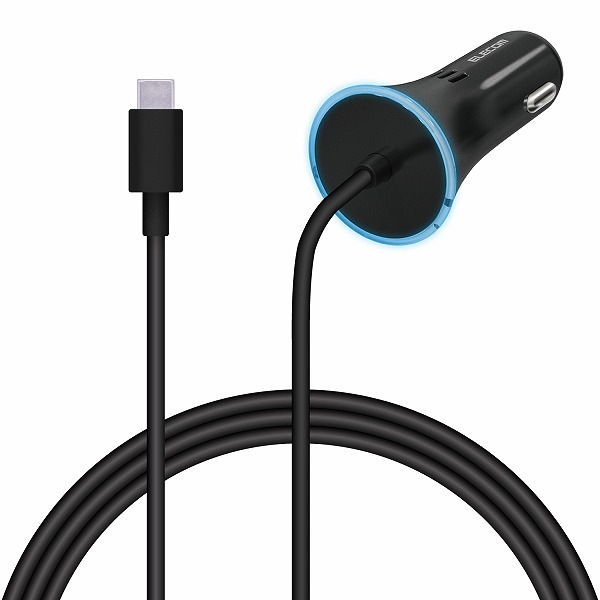 ELECOM エレコム MPA-CCCPD01BK カーチャージャー Type-C USB-C USB Power Delivery認証 ストレートタイプ 1.5m 18W インジケーター搭載 ブラック 【キャンセル不可・北海道沖縄離島配送不可】