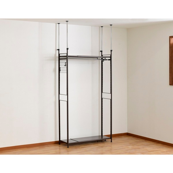 超頑丈ツッパリフレキシブルラック ワイド SF-702W(DBR) ダークブラウン 茶色 壁面収納 ハンガーラック つっぱり棒 頑丈 -お取り寄せ品-【代引・日時指定・北海道沖縄離島配送不可】 エスエイ企画 0176-4562441971487-ds