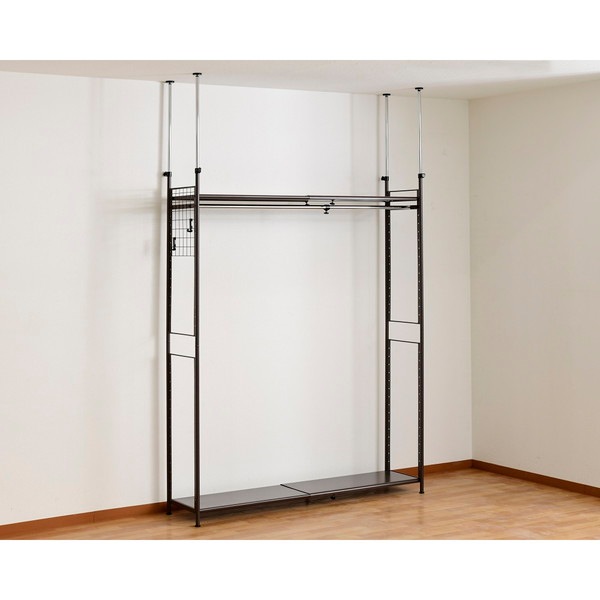 超頑丈ツッパリフレキシブルラック ワイド SF-702W(DBR) ダークブラウン 茶色 壁面収納 ハンガーラック つっぱり棒 頑丈 -お取り寄せ品-【代引・日時指定・北海道沖縄離島配送不可】 エスエイ企画 0176-4562441971487-ds