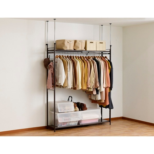 超頑丈ツッパリフレキシブルラック ワイド SF-702W(DBR) ダークブラウン 茶色 壁面収納 ハンガーラック つっぱり棒 頑丈 -お取り寄せ品-【代引・日時指定・北海道沖縄離島配送不可】 エスエイ企画 0176-4562441971487-ds