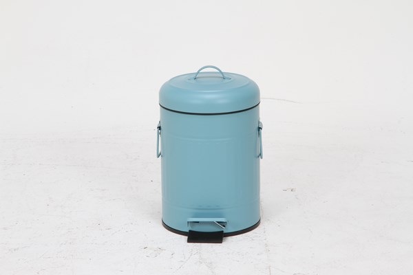 不二貿易 スチール ラウンドペダルペール 5L スモークブルー FTC313-5L 商品コード34739【代引・日時指定・キャンセル不可・北海道沖縄離島配送不可】 -お取リ寄せ-