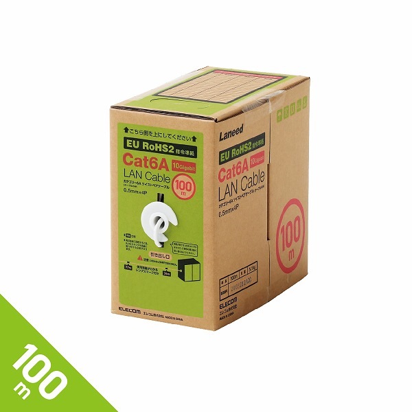 ELECOM ���쥳�� LD-GPAL/WH100RS LAN�����̎ގ� CAT6A�б� EU RoHS������ ���Ȏ���̵�� ñ�� �؎ڎ����� 100m �Ύ܎��� �ڥ���󥻥��Բġ��̳�ƻ����Υ�������Բġ�