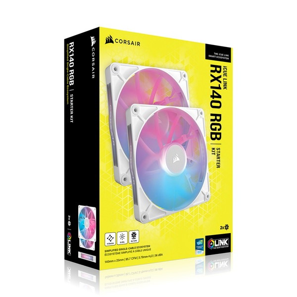 CORSAIR ���륻�� iCUE LINK RX140 RGB WHITE Dual Fan Kit CO-9051024-WW 140mm ɸ��2�����ꥭ�å� �ۥ磻�� �� �ڥ���󥻥��Բġ��̳�ƻ����Υ�������Բġ�