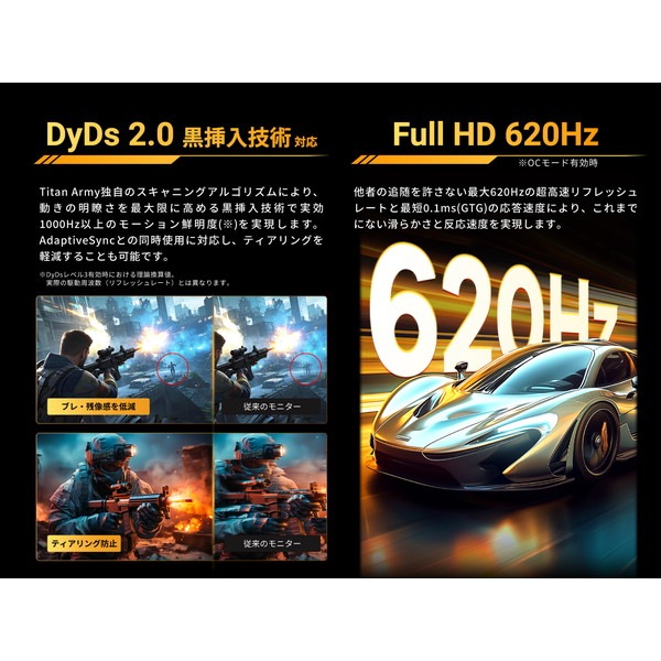 Titan Army �����ߥ󥰥�˥��� U255L 24����� / Ultra Fast TN�ѥͥ���� / Adaptive Sync�б� 620Hz / ���������Ѥǥ֥��̵����DyDs 2.0 / HDR 600nits�б� / FPS/e���ݡ��ĸ��� / ��ž �岼���� ������� �ڥ���󥻥��Բġ��̳�ƻ����Υ�������Բġ�