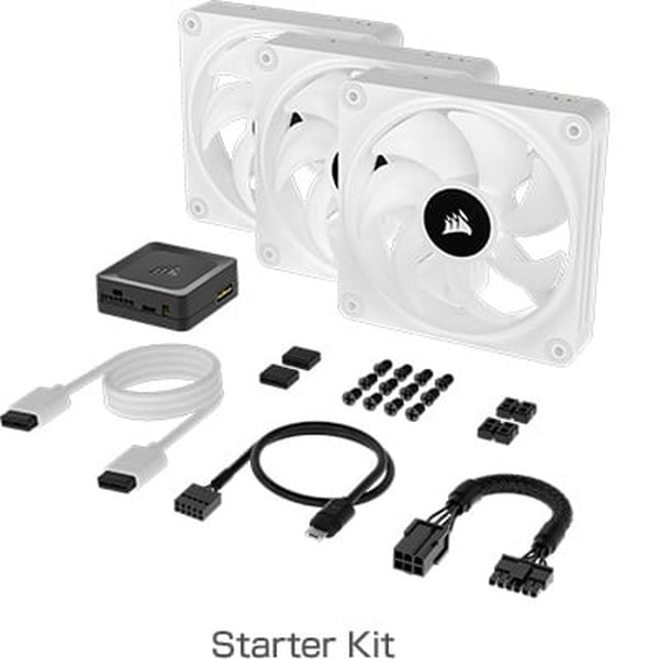 Corsair ���륻�� �������ե���(iCUE Link) iCUE LINK QX140 RGB WHITE, 140mm Magnetic Dome RGB Fan, Starter Kit CO-9051008-WW�ڥ���󥻥��Բġ��̳�ƻ����Υ�������Բġ� -������-
