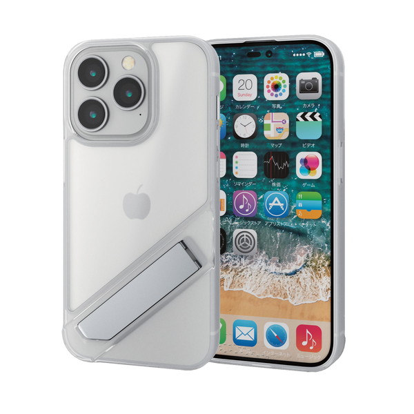 ELECOM エレコム PM-A22CHVST1MCR iPhone 14 Pro ケース カバー ハイブリッド 超衝撃吸収 スタンド機能付(縦・横置き) 背面マットクリア 指紋軽減 シルキークリア【キャンセル不可・北海道沖縄離島配送不可】