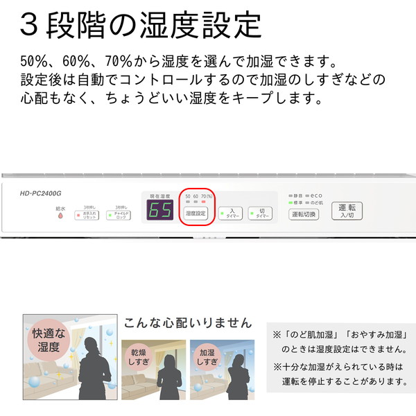 ダイニチ ハイブリッド式加湿器 HD-PC2400G(W) ホワイト 【キャンセル不可・北海道沖縄離島配送不可】 -お取り寄せ-