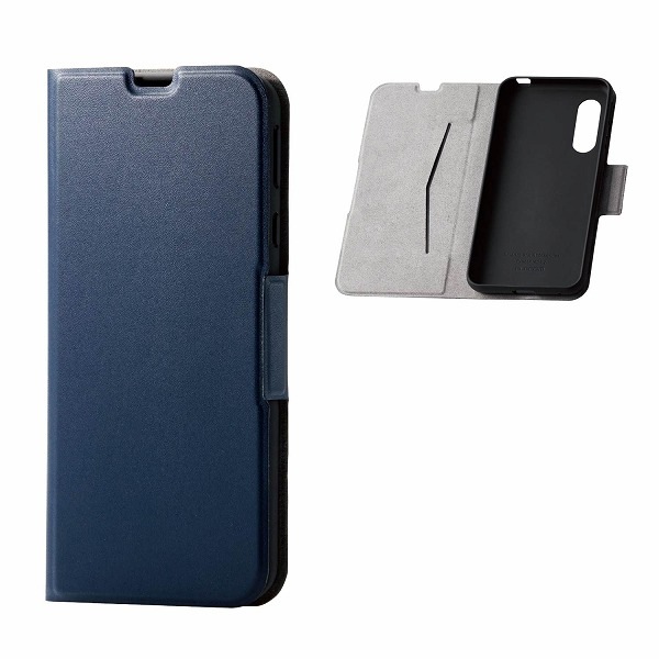 ELECOM エレコム PM-AQS3PLFUNV AQUOS sense3 AQUOS sense3 lite Android One S7 ソフトレザーケース 薄型 磁石付 ネイビー 【キャンセル不可・北海道沖縄離島配送不可】
