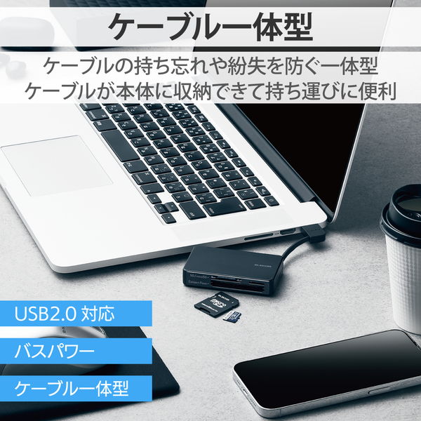 ELECOM ���쥳�� MR-K304BK �����ɥ꡼���� USB2.0 �����֥��Ǽ������ ��SD   SDHC   SDXC   microSD   microSDHC   microSDXC   MMC   RS-MMC ���б��� Windows11 Mac �֥�å��ڥ���󥻥��Բġ��̳�ƻ����Υ�������Բġ�