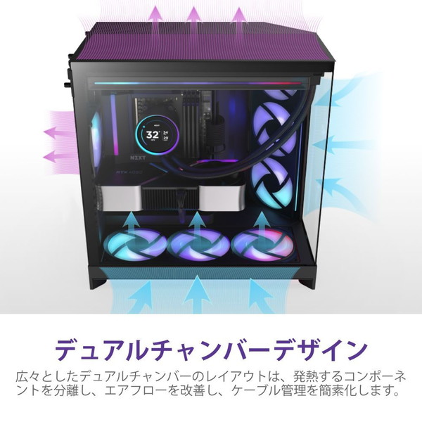 NZXT PC������ H9 FLOW RGB(2025) �֥�å� CM-H92FB-R1 �ե���2��ɸ�����(RGB 420mm��1/120mm��1) E-ATX/ATX/Micro-ATX/Mini-ITX �Ф�ե������� �ڥ���󥻥��Բġ��̳�ƻ����Υ�������Բġ� -������-