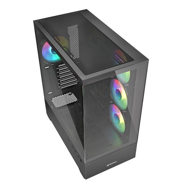 Sharkoon �ߥɥ륿� PC������ SHA-AK6-RGB-BK 120mm RGB�ե����4 ɸ����� ATX Micro ATX Mini-ITX �б� �֥�å� �ڥ���󥻥��Բġ��̳�ƻ����Υ�������Բġ�