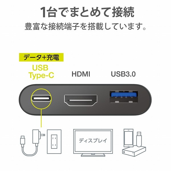 ELECOM ���쥳�� DST-C13BK Type-C�Ďގ����ݎ��ގ��Î������� USB PD�б� ���š��Îގ���ž����Type-C1�Ύߎ��� USB3.1(Gen1)1�Ύߎ��� HDMI1�Ύߎ��� 30cm�����̎ގ� �̎ގ׎��� �ڥ���󥻥��Բġ��̳�ƻ����Υ�������Բġ�