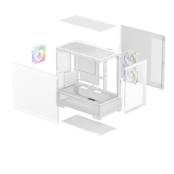 DEEPCOOL PC������ R-CG380-WHAGM3-G (CG380 3F WH)   �ߥɥ륿� �����ɤȥե���Ȥ˶������饹 �ѥΥ�ޥӥ塼�б��ο�����M-ATX������ ���ǥ�����ARGB PWM�ե���3��ɸ����ܡڥ���󥻥��Բġ��̳�ƻ����Υ�������Բġ�