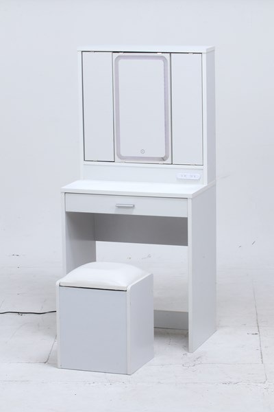 不二貿易 三面鏡ドレッサー WH LEDライト付キ 2019-0812-11 商品コード99546【代引・日時指定・キャンセル不可・北海道沖縄離島配送不可】 -お取リ寄せ-