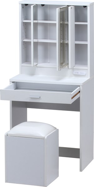 不二貿易 三面鏡ドレッサー WH LEDライト付キ 2019-0812-11 商品コード99546【代引・日時指定・キャンセル不可・北海道沖縄離島配送不可】 -お取リ寄せ-