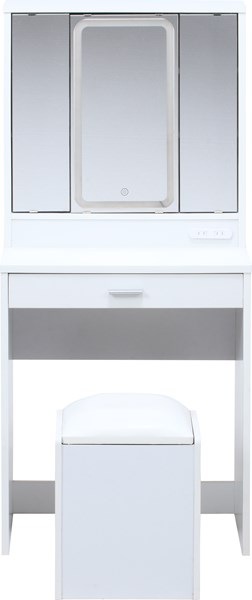 不二貿易 三面鏡ドレッサー WH LEDライト付キ 2019-0812-11 商品コード99546【代引・日時指定・キャンセル不可・北海道沖縄離島配送不可】 -お取リ寄せ-