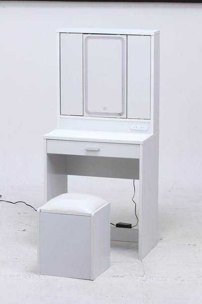 不二貿易 三面鏡ドレッサー WH LEDライト付キ 2019-0812-11 商品コード99546【代引・日時指定・キャンセル不可・北海道沖縄離島配送不可】 -お取リ寄せ-