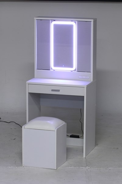 不二貿易 三面鏡ドレッサー WH LEDライト付キ 2019-0812-11 商品コード99546【代引・日時指定・キャンセル不可・北海道沖縄離島配送不可】 -お取リ寄せ-