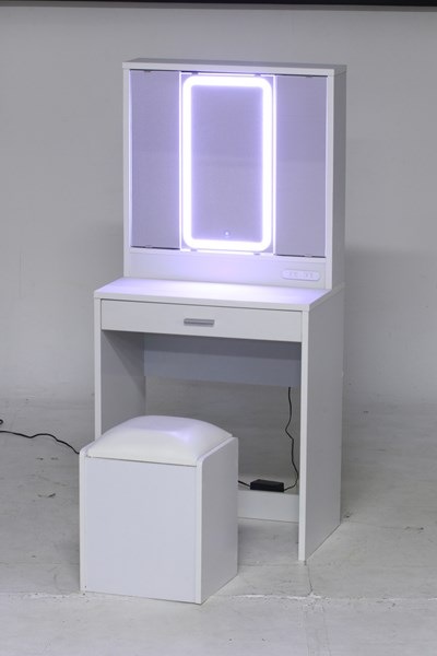 不二貿易 三面鏡ドレッサー WH LEDライト付キ 2019-0812-11 商品コード99546【代引・日時指定・キャンセル不可・北海道沖縄離島配送不可】 -お取リ寄せ-