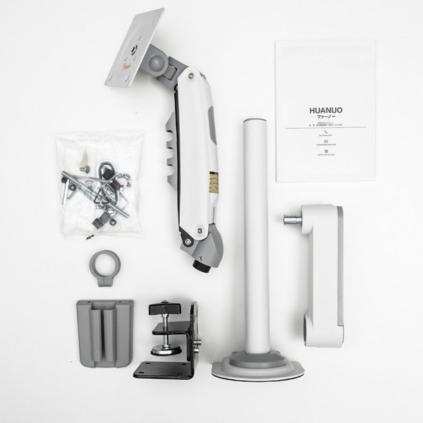HUANUO ファーノー モニターアーム 支柱付きガススプリング式 シングルタイプ HNSS32(ホワイトモデル) HNSS32W 13〜32インチ対応 耐荷重9kg モニタアーム