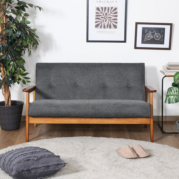 4953980737632 不二貿易 厚手ファブリックソファ ミート 2P GY FB-866