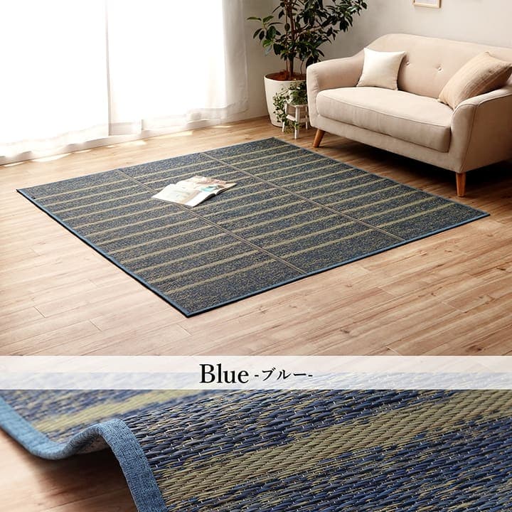 イケヒコ ラグ 長方形 い草 自然素材 シンプル ボーダー 裏面すべり止め付き 滑りにくい 抗菌防臭 グリーン 約6畳 約240×320cm 1070010125811【代引き不可】【北海道沖縄離島は配送不可】-お取り寄せ品-