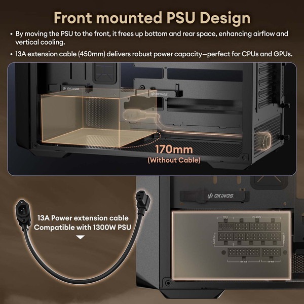 Okinos ATX PC������ Air Cross  �������饹��� �ǥ奢�륨���ե����߷פ�ATX������ ������ʥåȺ�Υ�������Ȥ���ħŪ�ʥե���ȥѥͥ� �Ÿ��������� 90�벣�����߷�(����170 mm�б�)�ڥ���󥻥��Բġ��̳�ƻ����Υ�������Բġ�