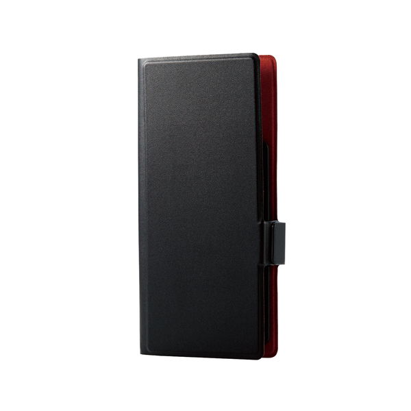 ELECOM エレコム P-05PLFUSBK スマホケース 汎用 マルチケース Lサイズ レザー 手帳型 マグネット開閉 スライド式 スタンド機能 薄型 軽量 ストラップホール付 ブラック【キャンセル不可・北海道沖縄離島配送不可】