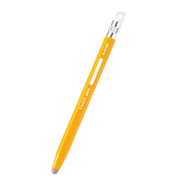 ELECOM エレコム P-TPENSEYL タッチペン スタイラスペン 導電繊維タイプ 六角鉛筆型 ペン先交換可 ストラップホール付 【 iPad iPhone Android各種 スマホ タブレット 】対応 イエロー【キャンセル不可・北海道沖縄離島配送不可】
