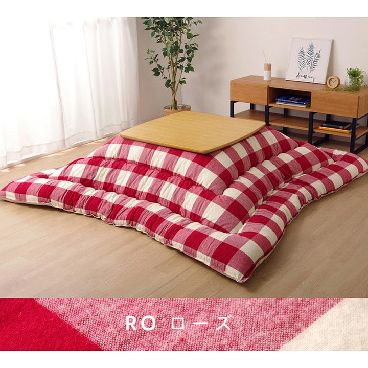 イケヒコ こたつ布団 正方形 インド綿 綿100% チェック柄 ネイビー 約205×205cm 1151550190103【代引き不可】【北海道沖縄離島は配送不可】-お取り寄せ品-