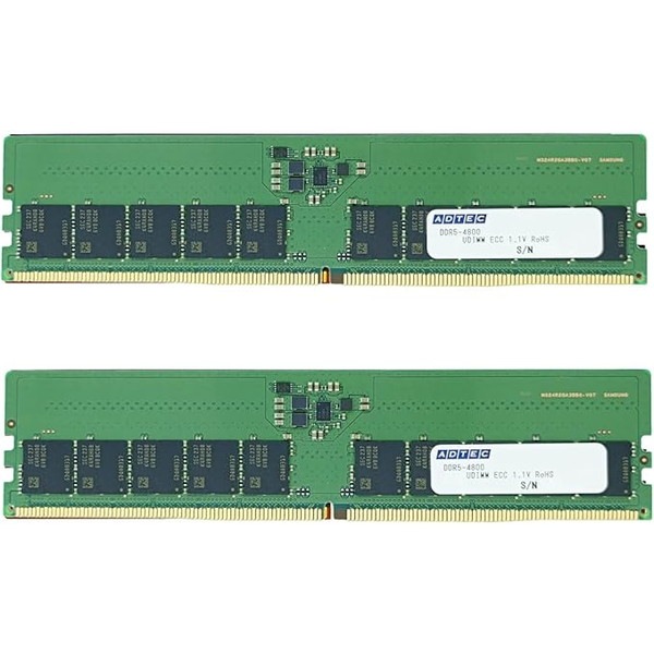 4946516100543 ADTEC DDR5-4800 UDIMM ECC 16GB (1Rx8)×2枚組 ADS4800D