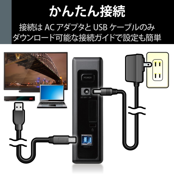 ELECOM エレコム ELD-QEN2020UBK HDD 外付け SeeQVault規格 USB3.2(Gen1) ブラック 2TB【キャンセル不可・北海道沖縄離島配送不可】