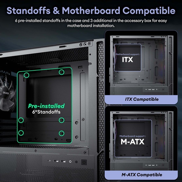 Okinos PC������ Cypress 3 ARGB ARGB�ե���4��ɸ����� Micro-ATX/ITX�б� ΢�������ڡ������ �ߥɥ륿� �ڥ���󥻥��Բġ��̳�ƻ����Υ�������Բġ�